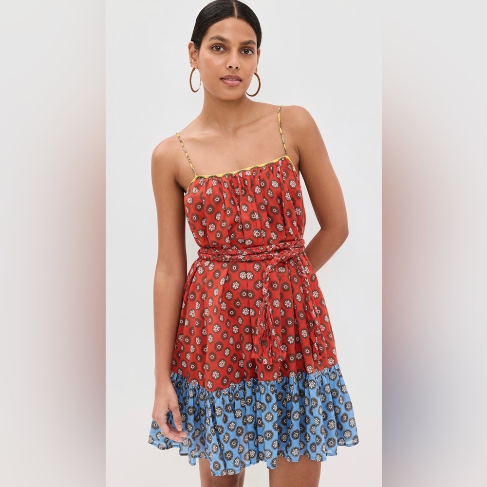Rhode Nala Belted Mini Dress in Multi Gem Bloom Size Medium NWT